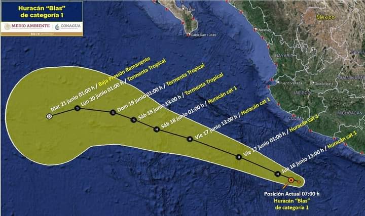 El HuracÁn CategorÍa 1 Blas Se Desplaza Paralelo A Las Costas Del PacÍfico Mexicano Sin Cambios 